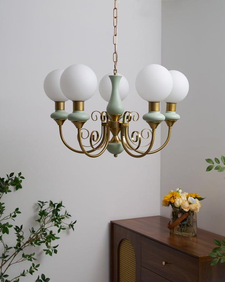 Green Onyx-Style Multi-Light Ceiling Chandelier