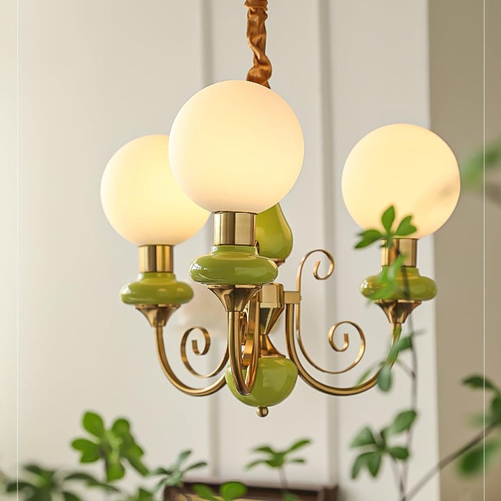 Green Onyx-Style Multi-Light Ceiling Chandelier