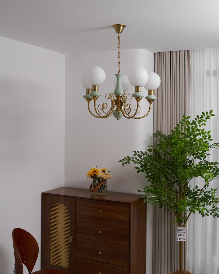 Green Onyx-Style Multi-Light Ceiling Chandelier