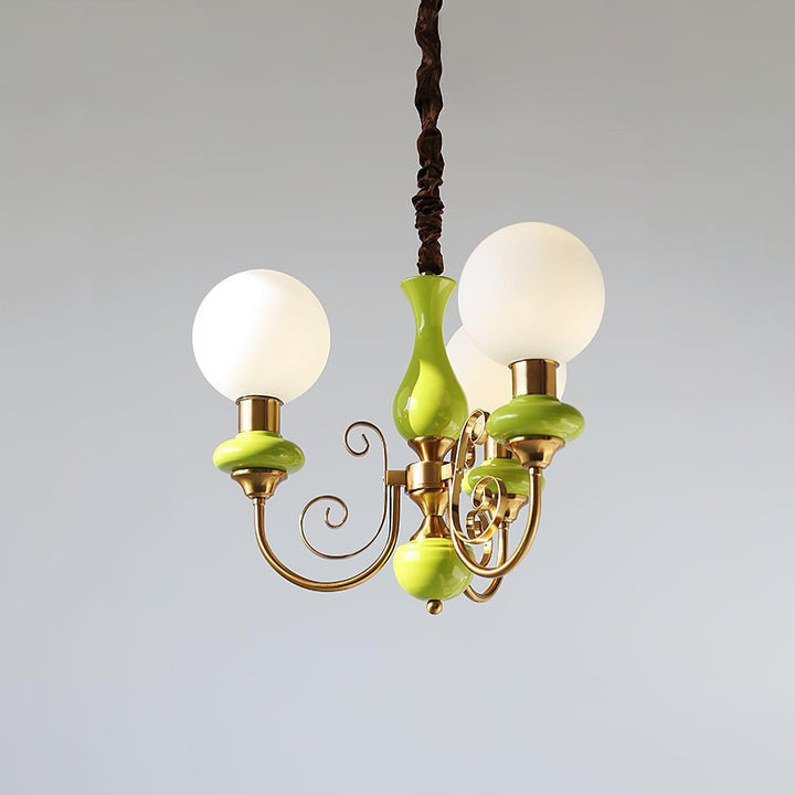 Green Onyx-Style Multi-Light Ceiling Chandelier