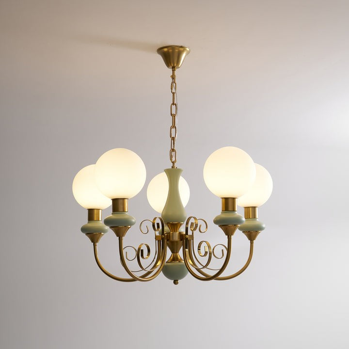 Green Onyx-Style Multi-Light Ceiling Chandelier