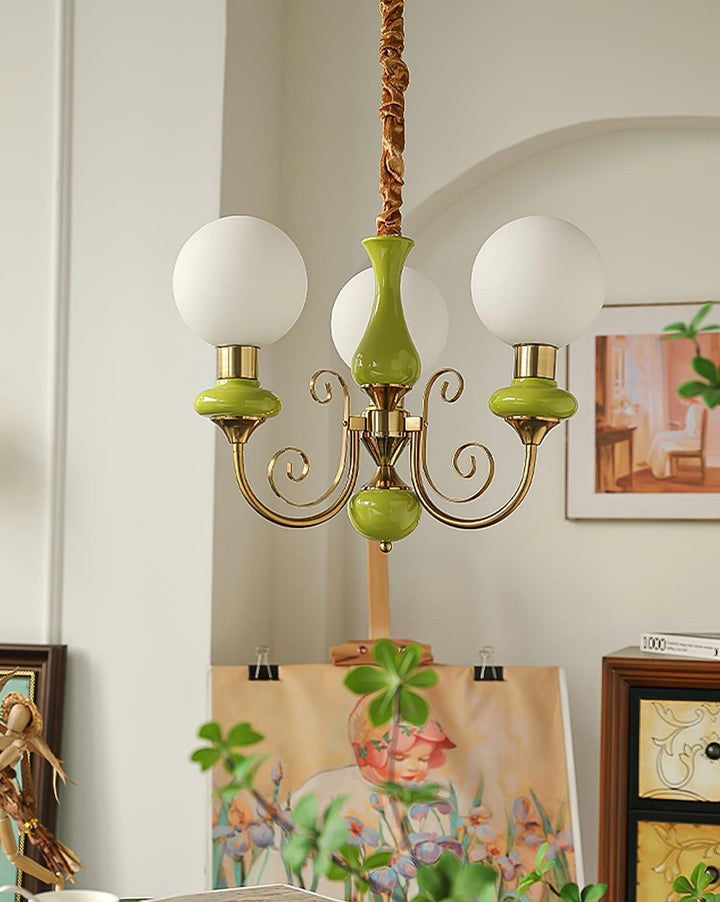 Green Onyx-Style Multi-Light Ceiling Chandelier
