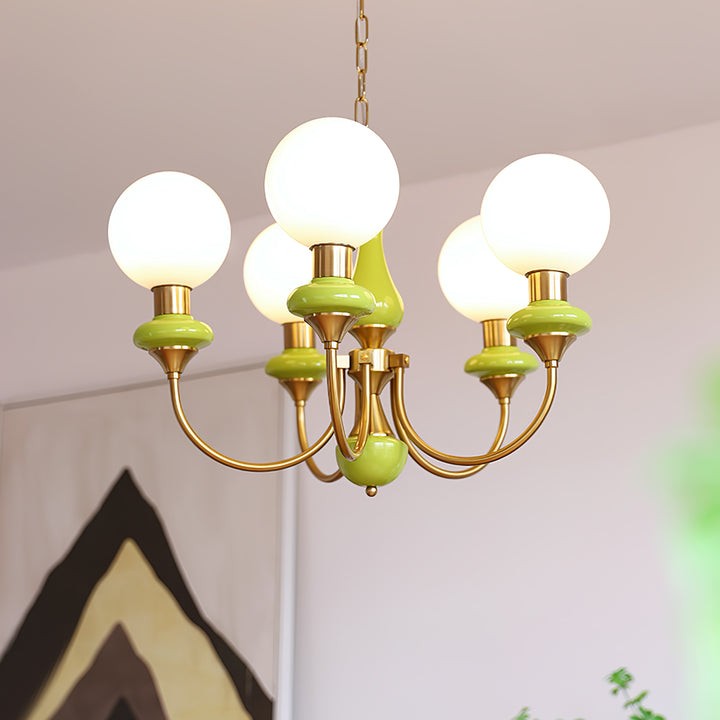 Green Onyx-Style Multi-Light Ceiling Chandelier