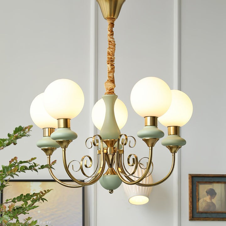 Green Onyx-Style Multi-Light Ceiling Chandelier