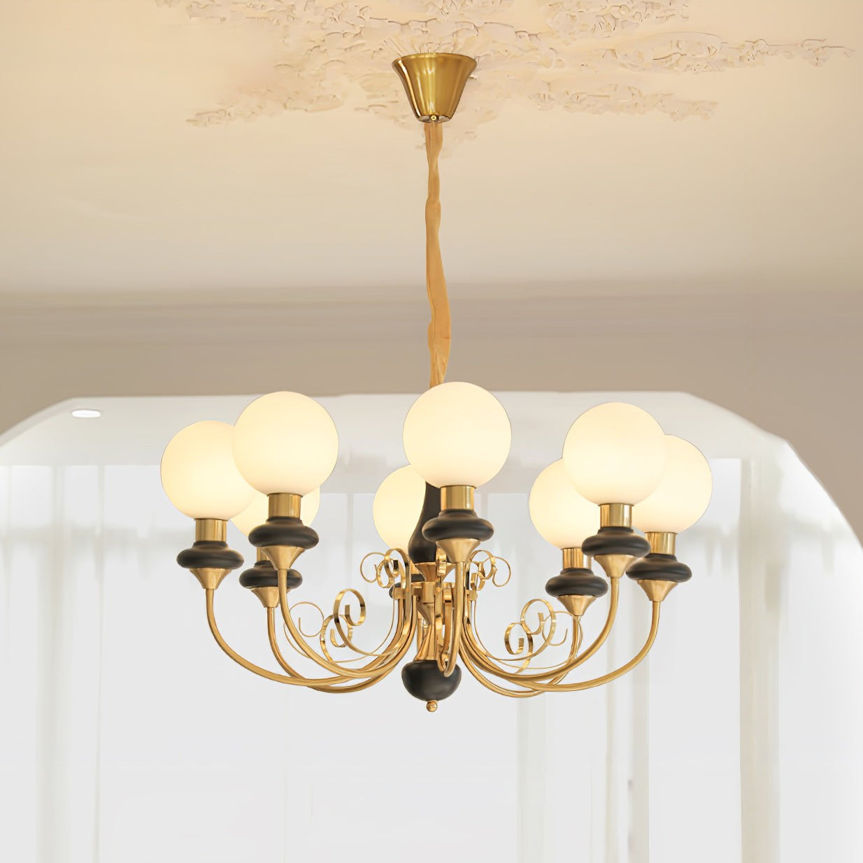 Green Onyx-Style Multi-Light Ceiling Chandelier
