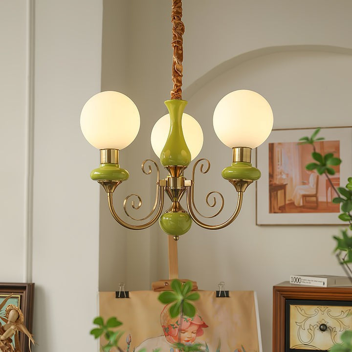 Green Onyx-Style Multi-Light Ceiling Chandelier