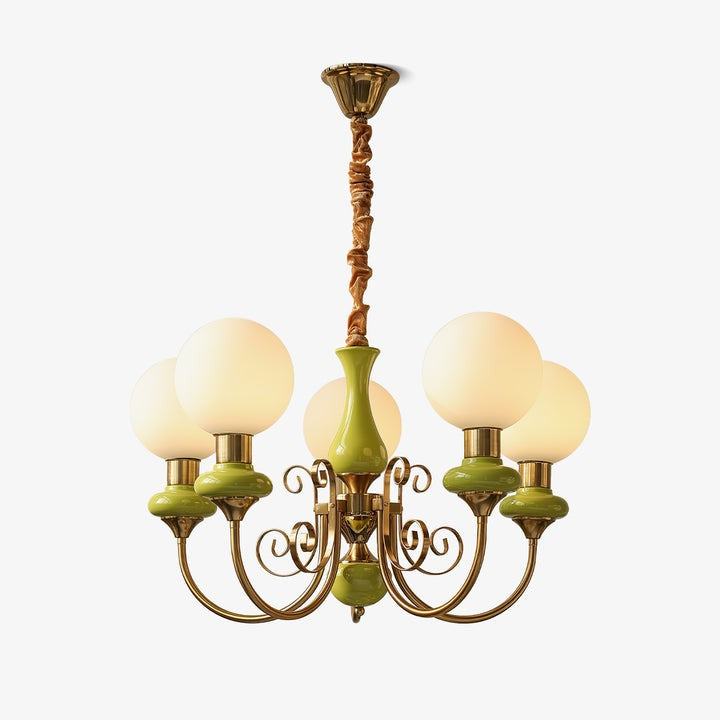 Green Onyx-Style Multi-Light Ceiling Chandelier