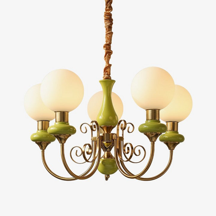 Green Onyx-Style Multi-Light Ceiling Chandelier