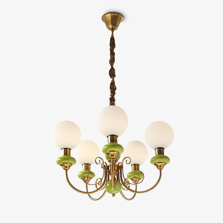 Green Onyx-Style Multi-Light Ceiling Chandelier