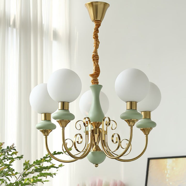 Green Onyx-Style Multi-Light Ceiling Chandelier