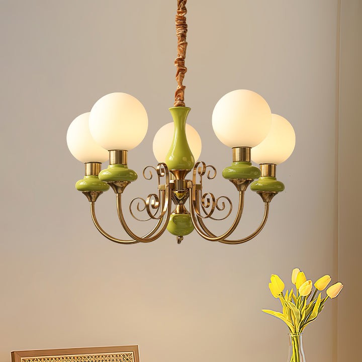 Green Onyx-Style Multi-Light Ceiling Chandelier