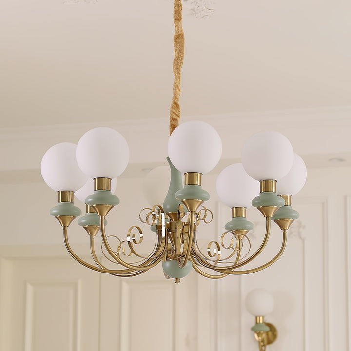 Green Onyx-Style Multi-Light Ceiling Chandelier