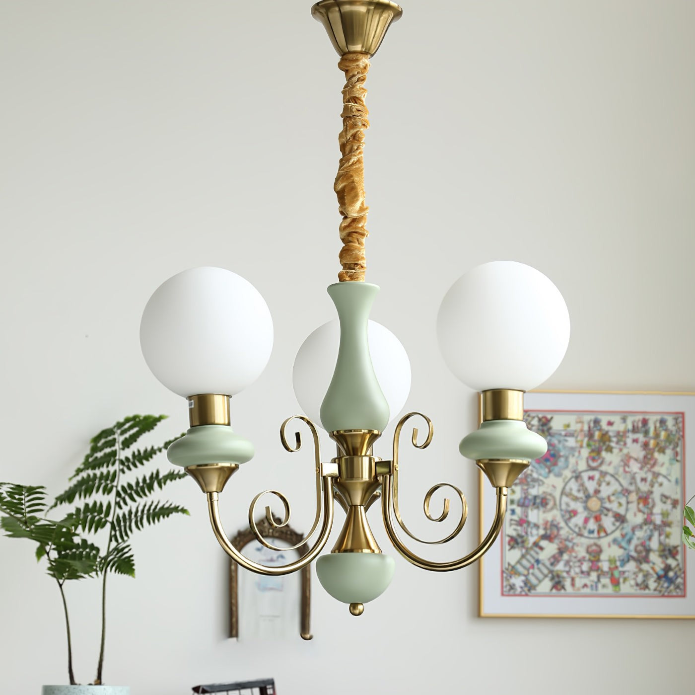 Green Onyx-Style Multi-Light Ceiling Chandelier