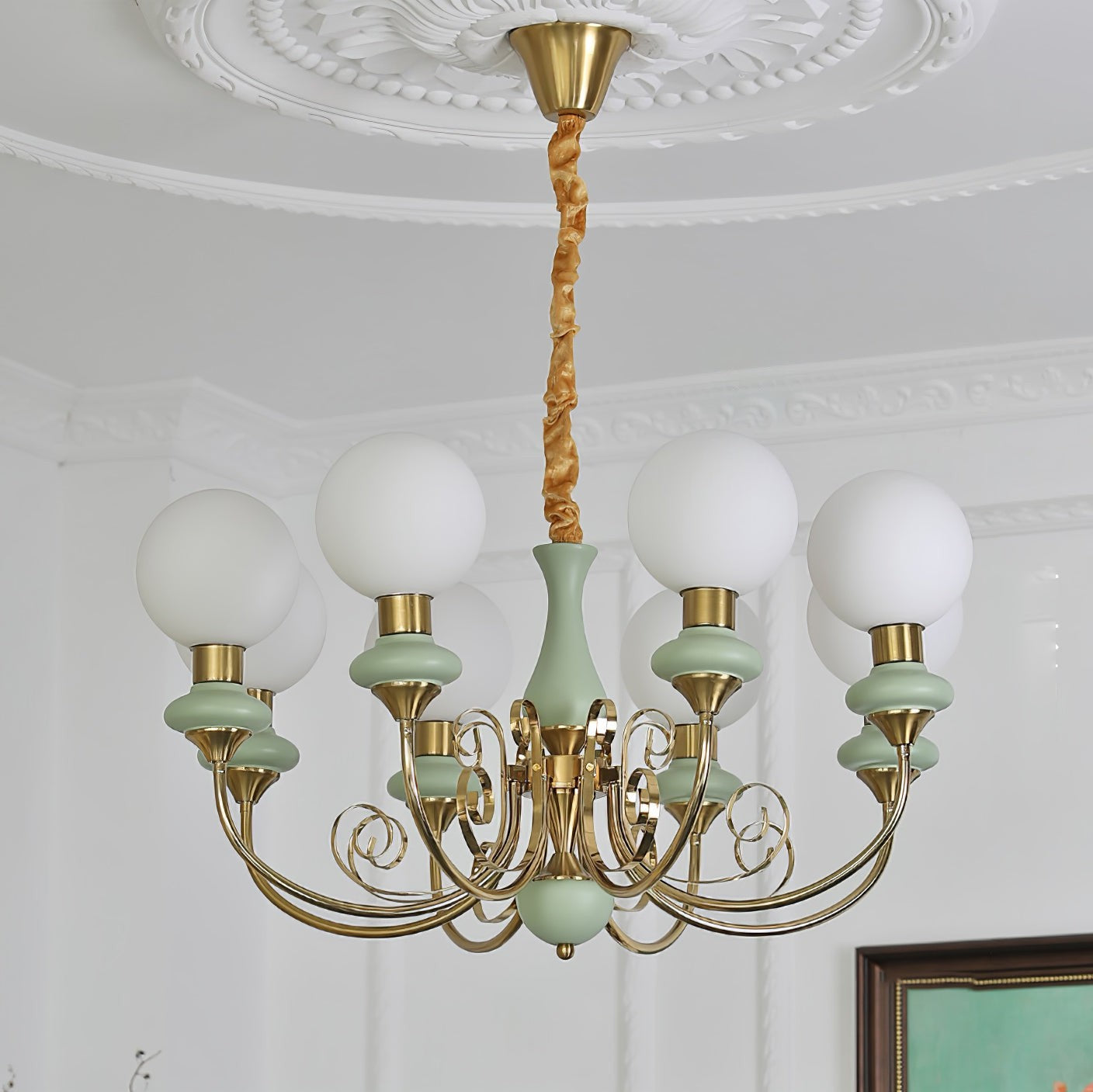 Green Onyx-Style Multi-Light Ceiling Chandelier