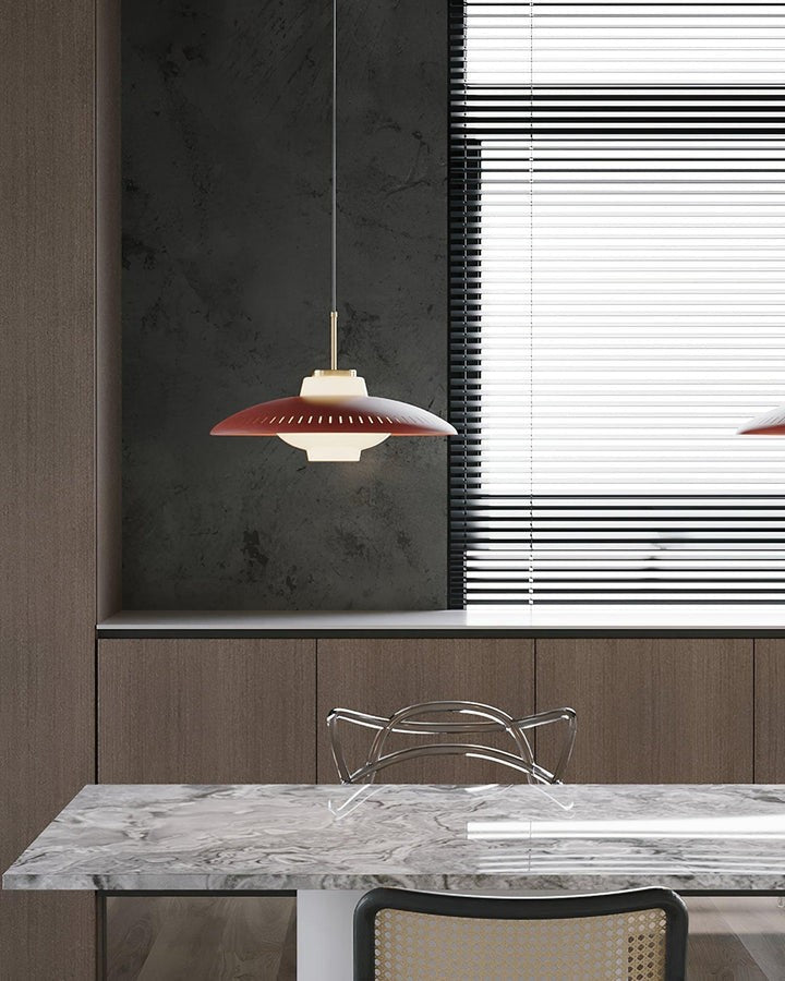 Grooved Opal Glass Shade Pendant Light