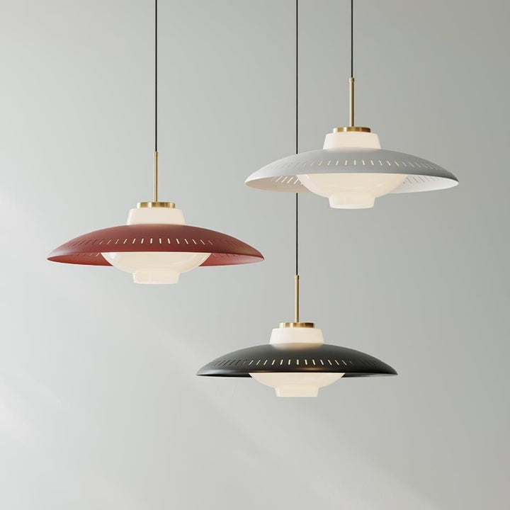 Grooved Opal Glass Shade Pendant Light