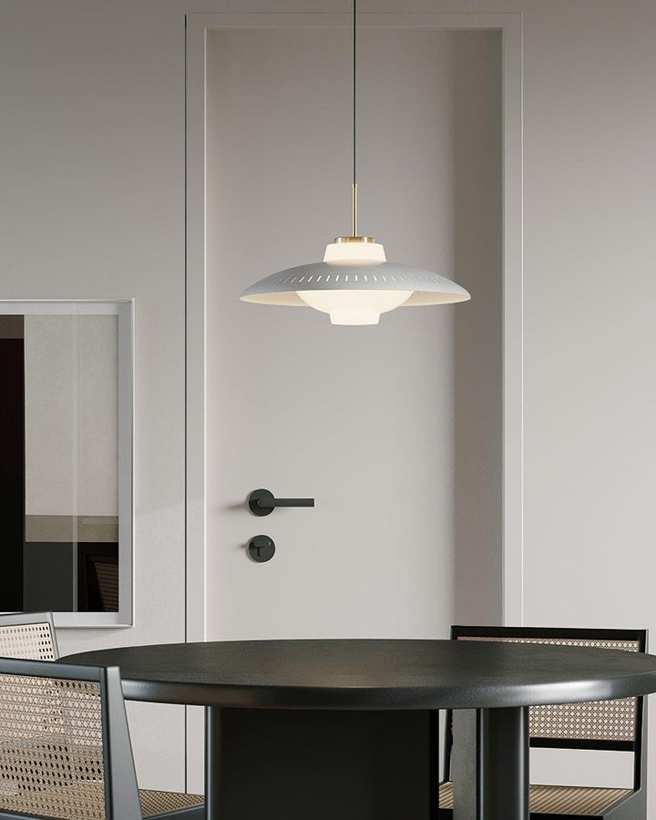 Grooved Opal Glass Shade Pendant Light