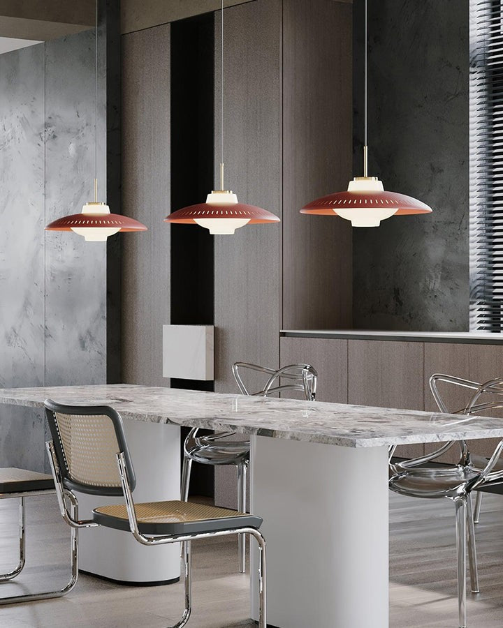 Grooved Opal Glass Shade Pendant Light