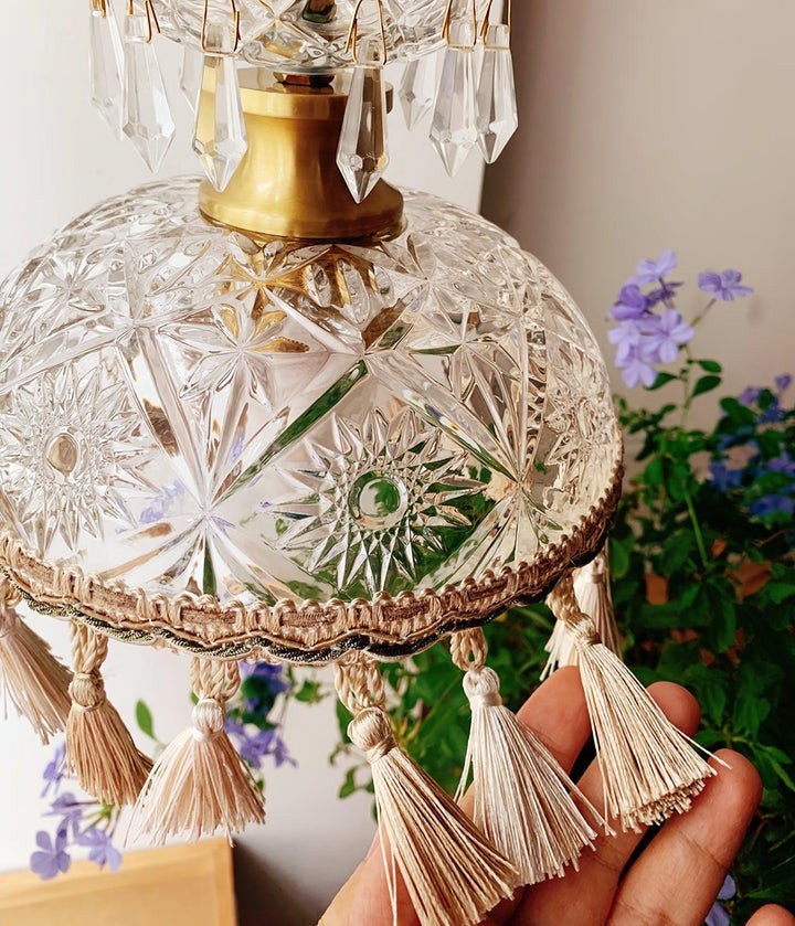 Hammered Glass Tassel Pendant Light for Sloped Ceilings