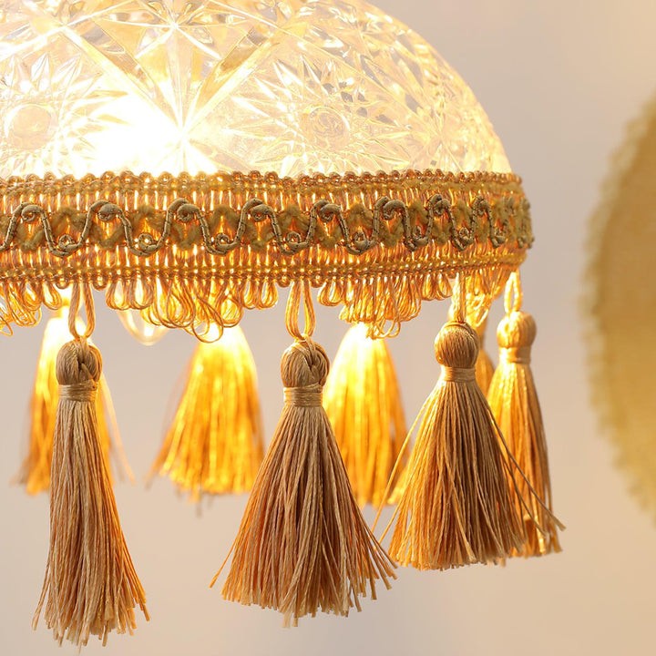 Hammered Glass Tassel Pendant Light for Sloped Ceilings