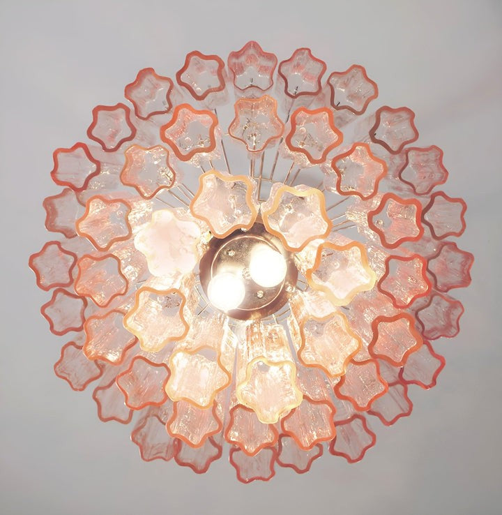 Handcrafted Pink Murano Glass Ceiling Chandelier