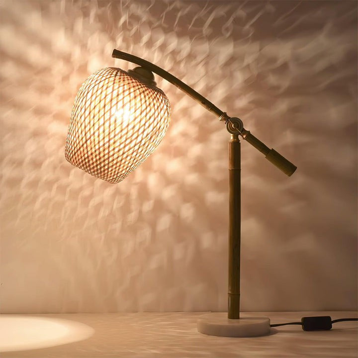 Handwoven Bamboo Zen Table Lamp with Marble Base