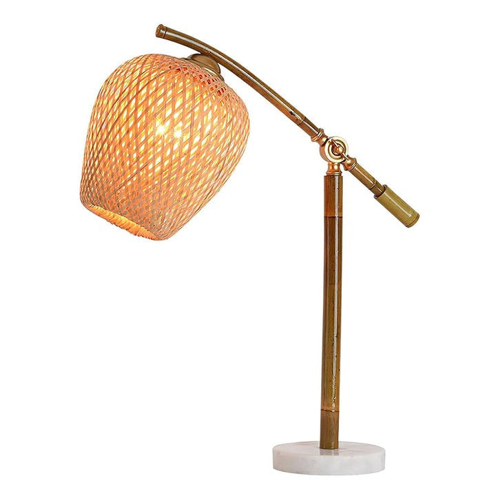 Handwoven Bamboo Zen Table Lamp with Marble Base