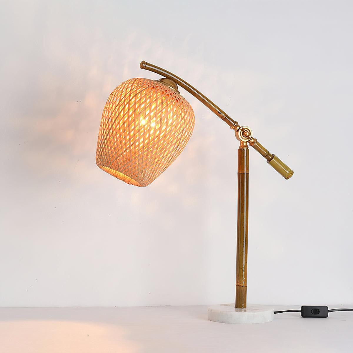 Handwoven Bamboo Zen Table Lamp with Marble Base