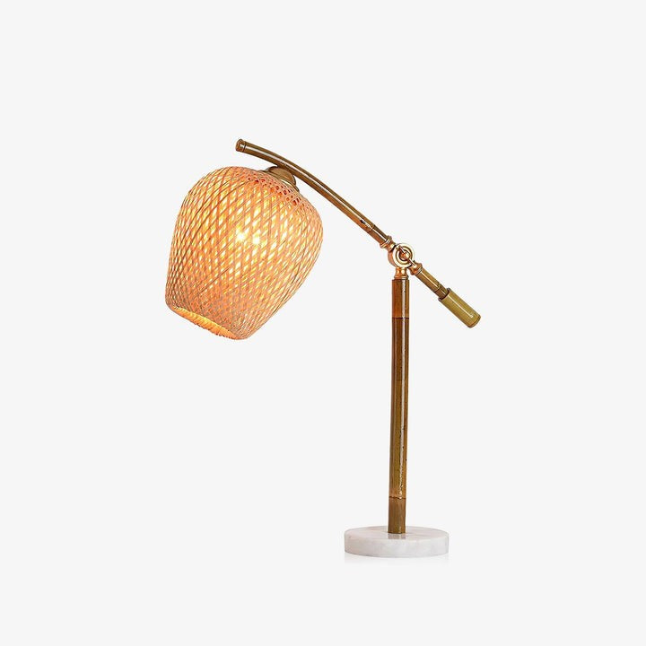 Handwoven Bamboo Zen Table Lamp with Marble Base