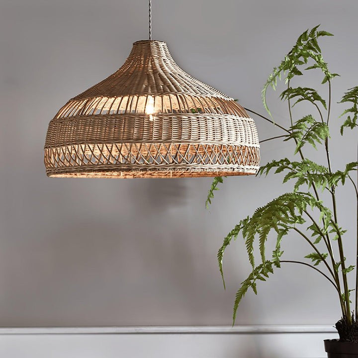 Handwoven Rattan Dome Pendant Light