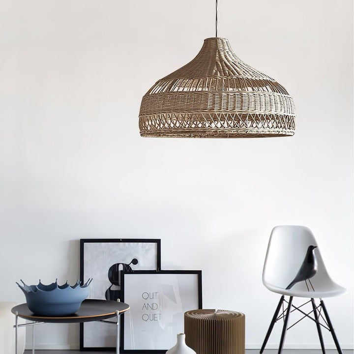 Handwoven Rattan Dome Pendant Light