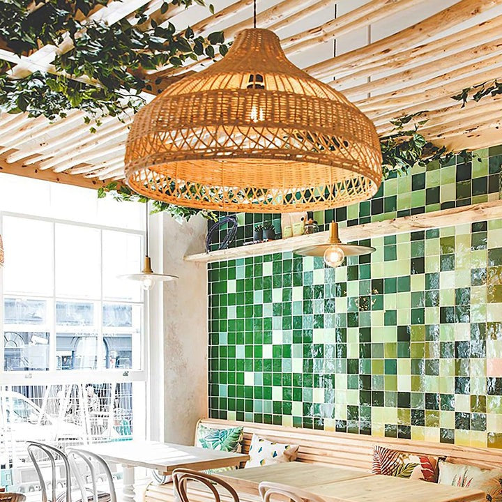 Handwoven Rattan Dome Pendant Light