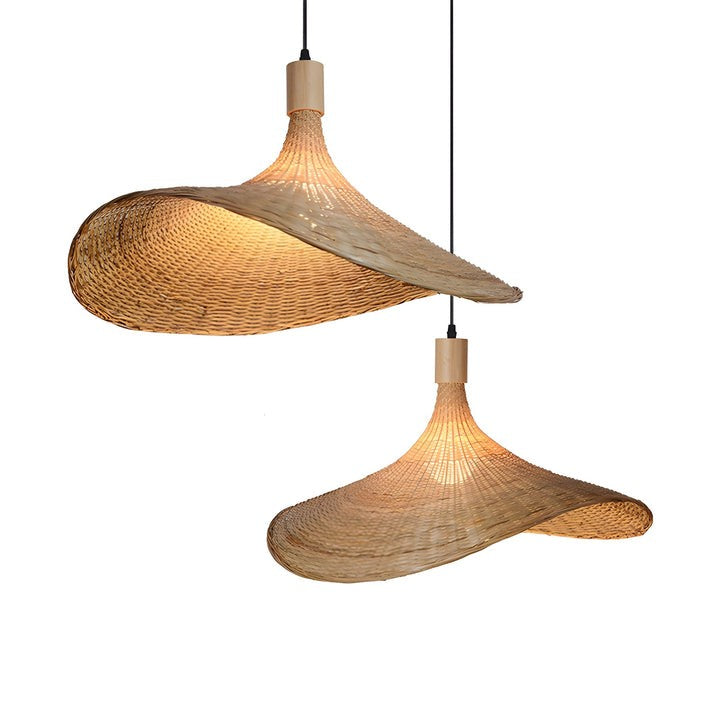 Handwoven Rattan Hat-Style Pendant Light