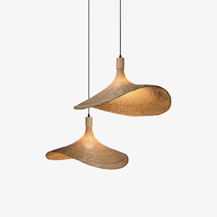 Handwoven Rattan Hat-Style Pendant Light