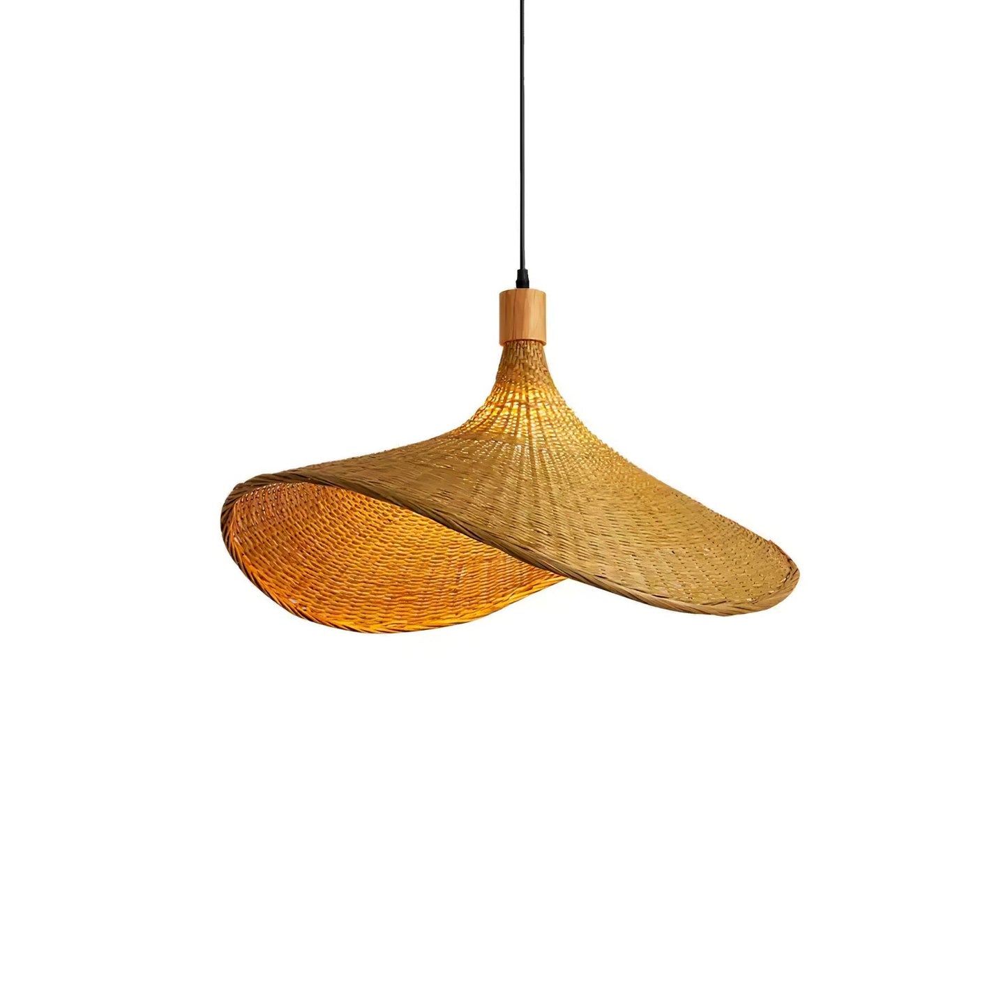 Handwoven Rattan Hat-Style Pendant Light