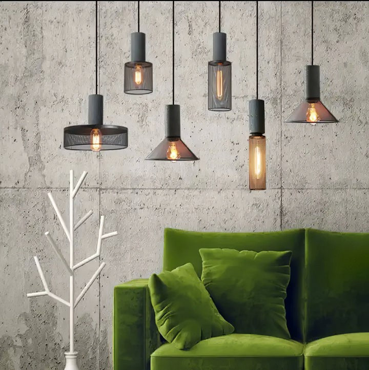 Industrial Cement Mesh Pendant Light