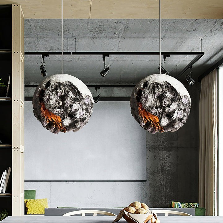 Irregular Planet Pendant Light – Modern Resin Ceiling Lamp