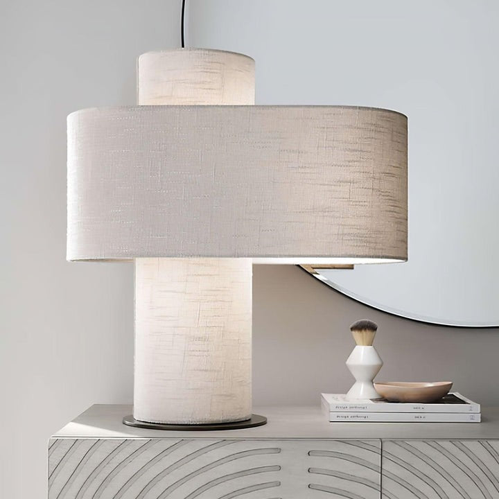 Ivory Drum Table Lamp with Warm Diffused Glow