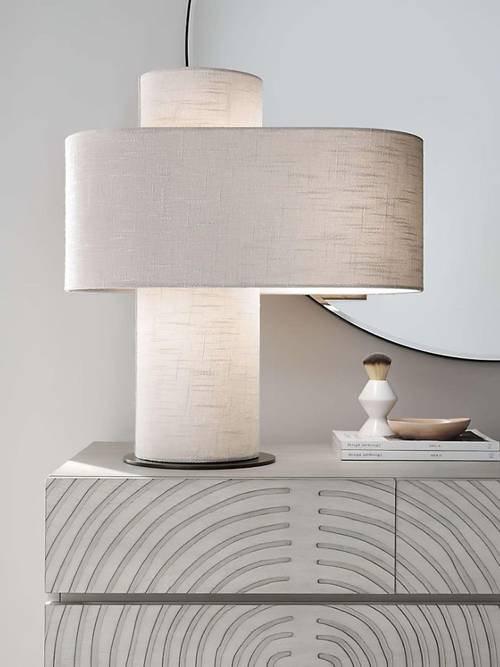 Ivory Drum Table Lamp with Warm Diffused Glow