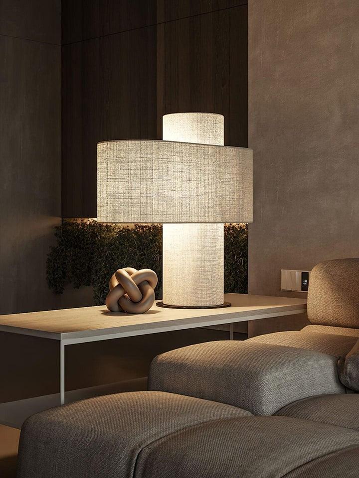 Ivory Drum Table Lamp with Warm Diffused Glow