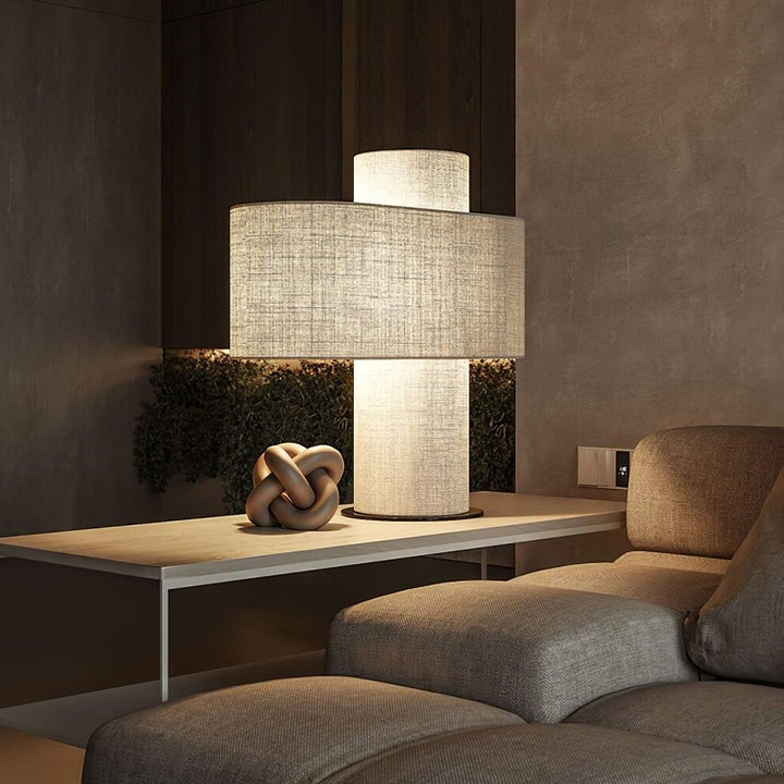 Ivory Drum Table Lamp with Warm Diffused Glow