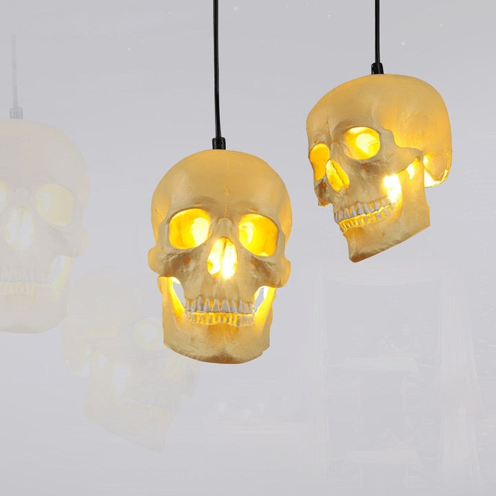 Ivory Skull Pendant Lamp – Resin & Metal Ceiling Fixture