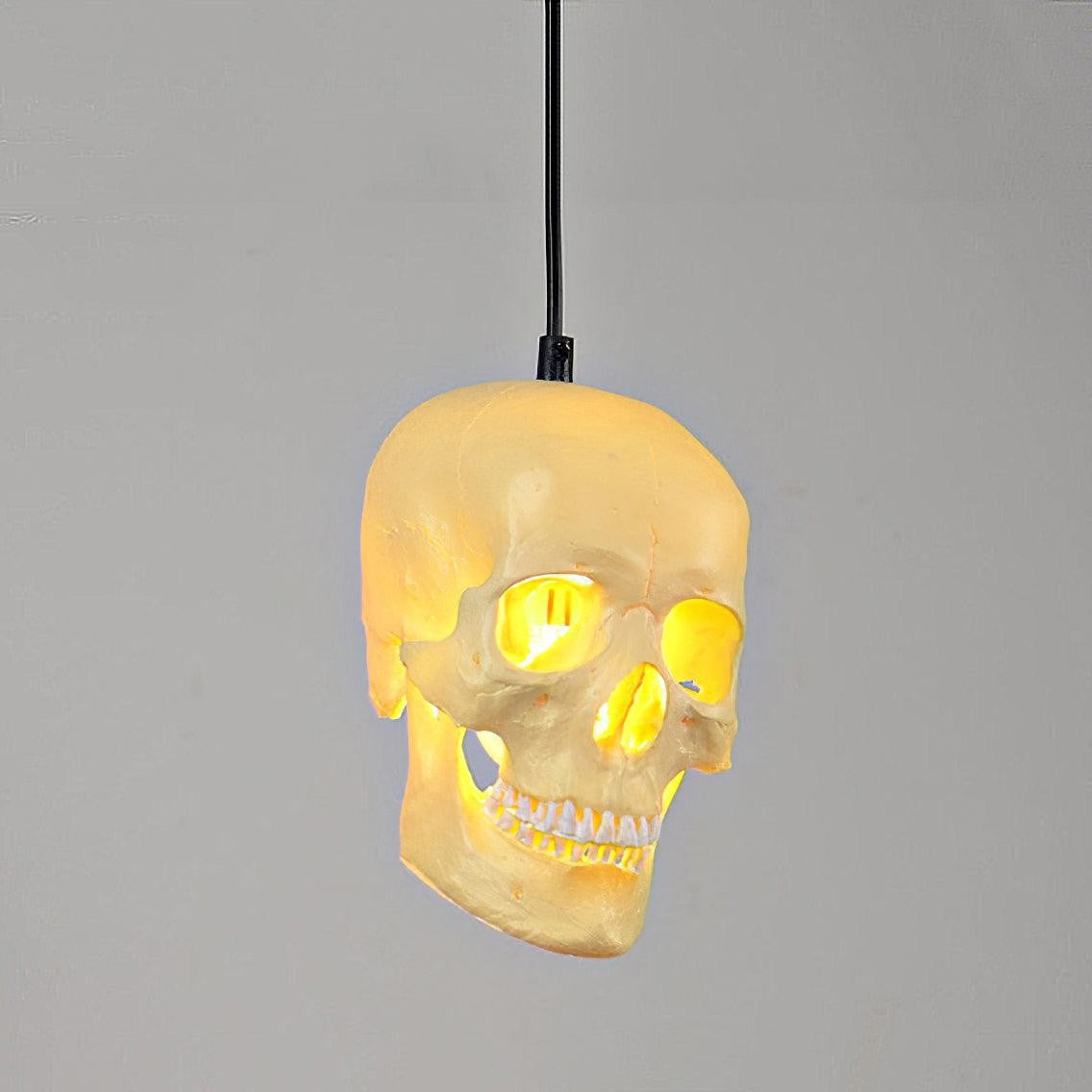 Ivory Skull Pendant Lamp – Resin & Metal Ceiling Fixture