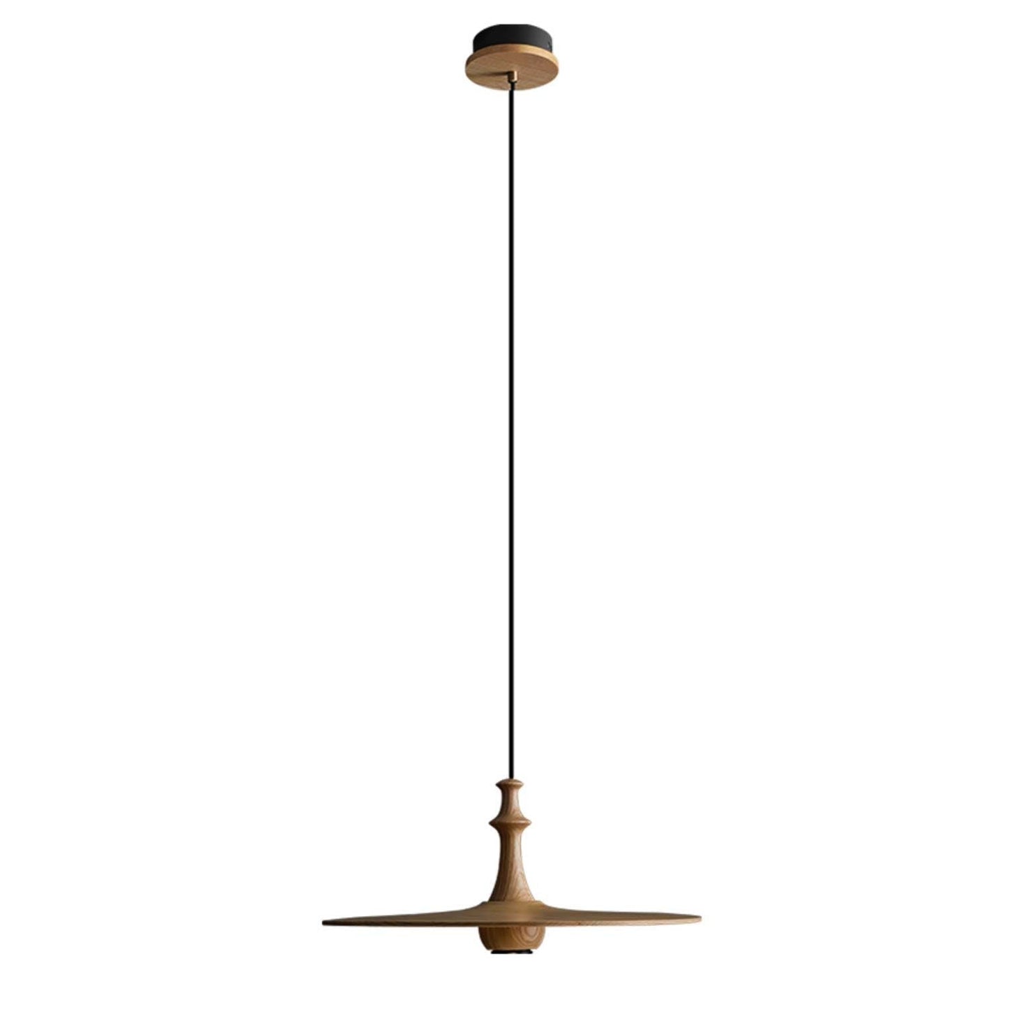 Japandi Rustic Wooden Spin Pendant Light