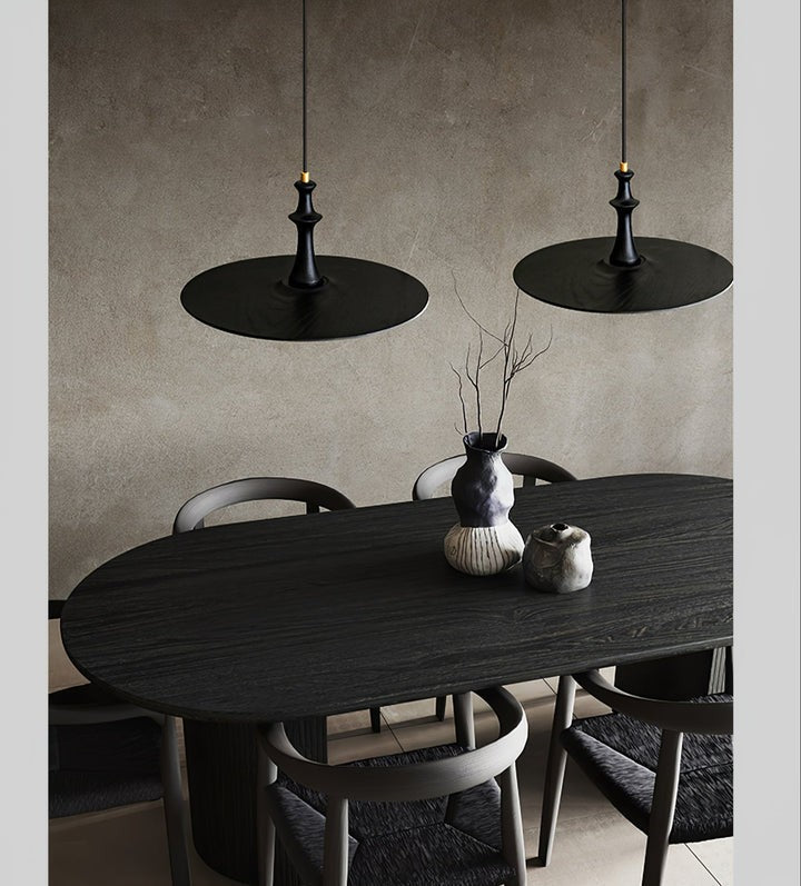 Japandi Rustic Wooden Spin Pendant Light