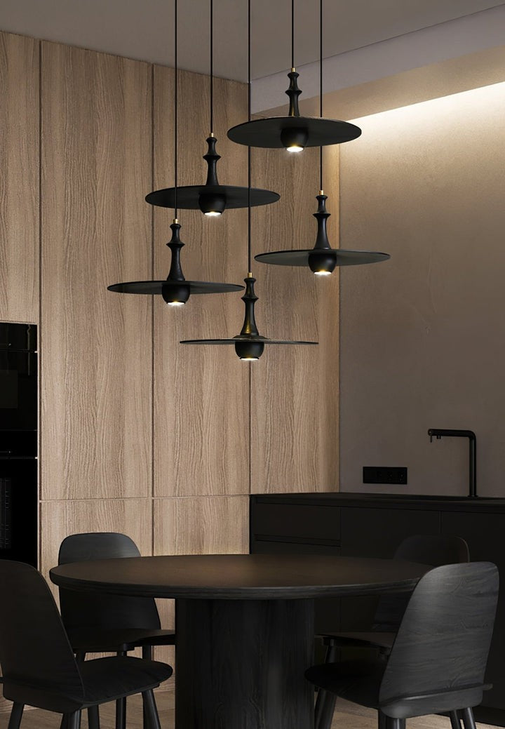Japandi Rustic Wooden Spin Pendant Light