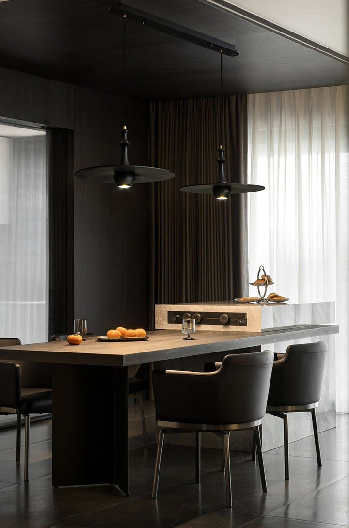 Japandi Rustic Wooden Spin Pendant Light