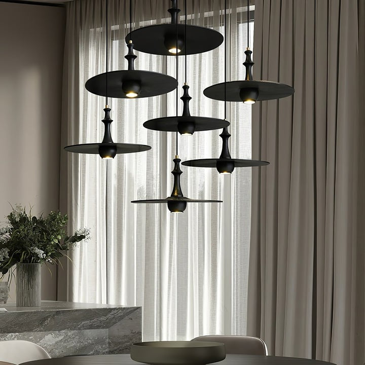 Japandi Rustic Wooden Spin Pendant Light