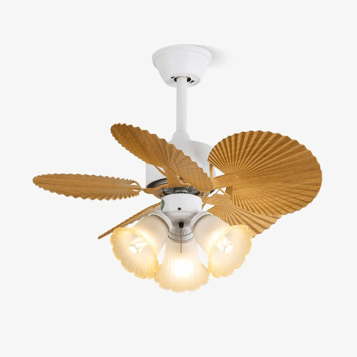 Leaf-Design Ceiling Fan Light with Petal-Shaped Glass Shades