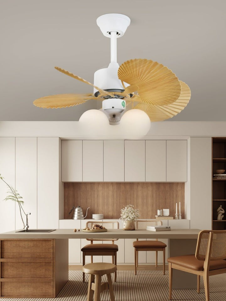 Leaf-Design Ceiling Fan Light with Petal-Shaped Glass Shades
